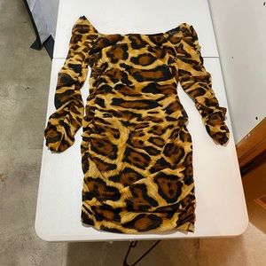 Fashion Nova ruched Leopard Print Mini Dress XL